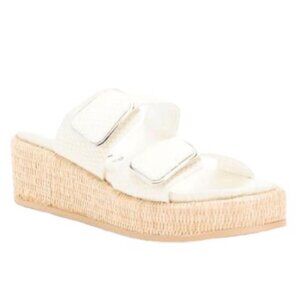 Anne Klein Womens White Open Toe Espadrille Platform Wedge Sandals Sz 10 New